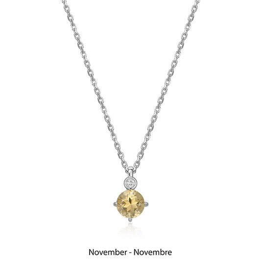 ELLE "Birthstone" November (Citrine) and Lab Grown Diamond Necklace