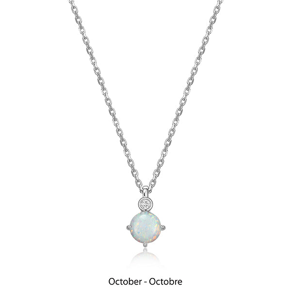 ELLE "Birthstone" October (Opal) and Lab Grown Diamond Necklace