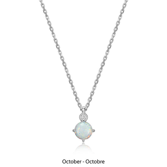 ELLE "Birthstone" October (Opal) and Lab Grown Diamond Necklace