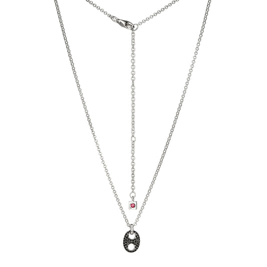 ELLE "Espion" Sterling Silver Pave Black Crystal Necklace - Silver
