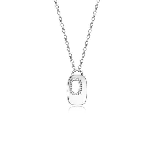 ELLE "Lookout" Cushion Rectangle Cutout with Cubic Zirconia Window Pendant Necklace - Silver