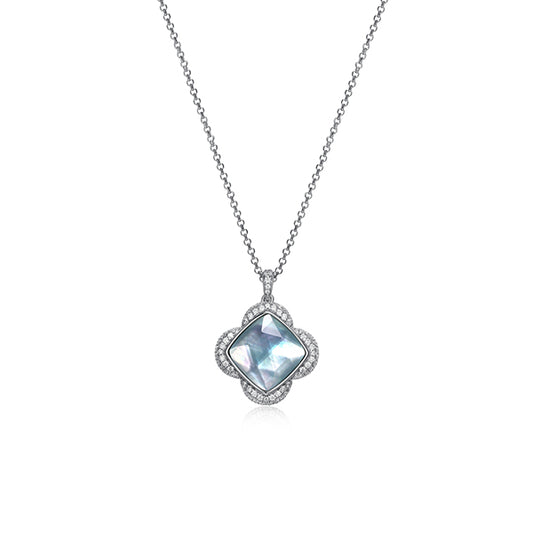 Charles Garnier Sterling Silver "Bliss" Cushion Cut Clover Necklace - Silver