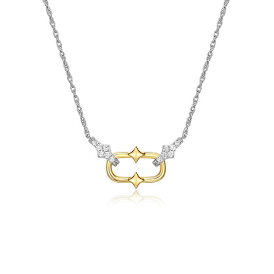 Charles Garnier Sterling Silver "New Mesh" CZ Necklace - Silver and Gold