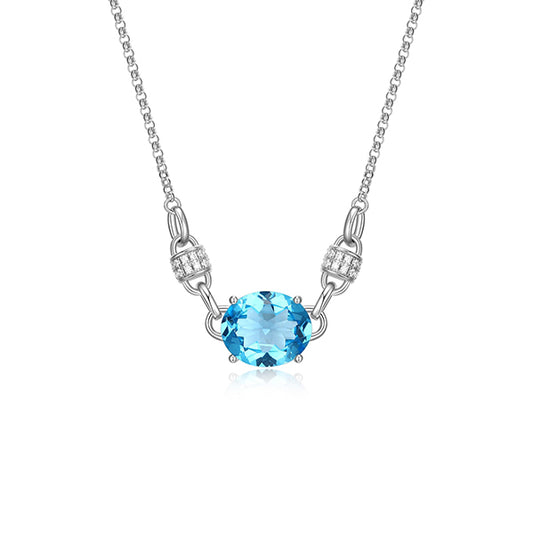 Charles Garnier Sterling Silver "Prism" Genuine Topaz & CZ Necklace - Silver