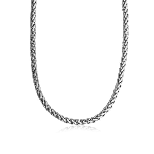 STEELX 6mm Matte Wheat Chain Necklace - Silver