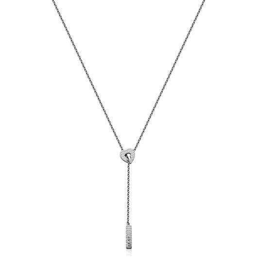 CJ Steelx Stainless Steel "Key to my Heart" Lariat Necklace with Crystals