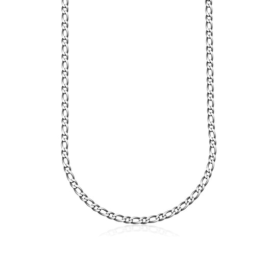 STEELX 6mm Elongated Figaro Chain Necklace - Silver