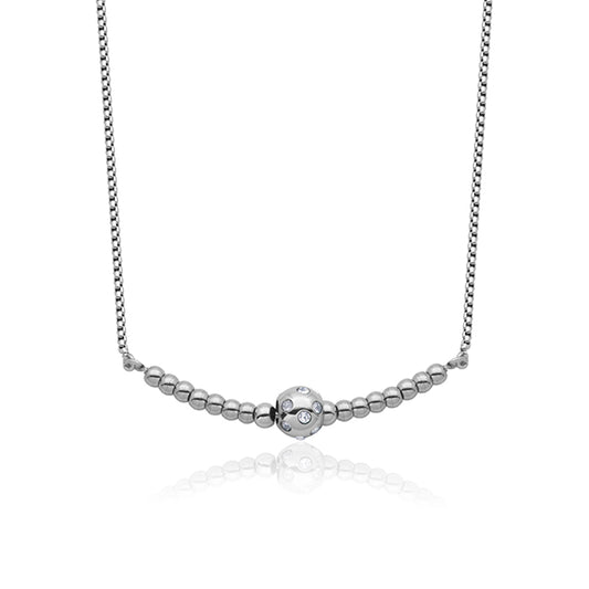 CJ Steelx Beaded Bar Necklace with Center Crystal Bead