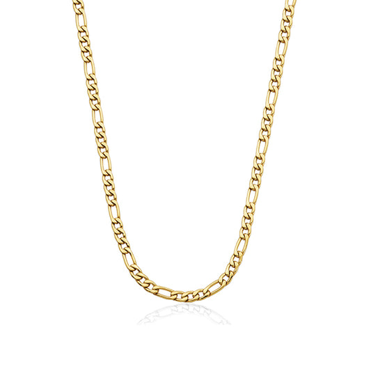 STEELX 4.5mm Figaro Chain Necklace - Gold