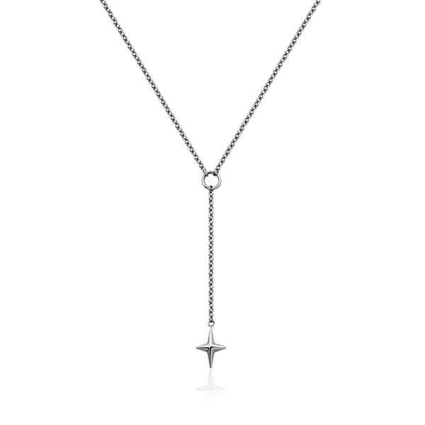 CJ Steelx Lariat Star Necklace - Silver