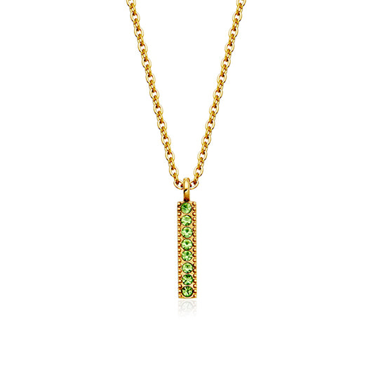 CJ Steelx Peridot Crystal Birthstone Bar Necklace - August