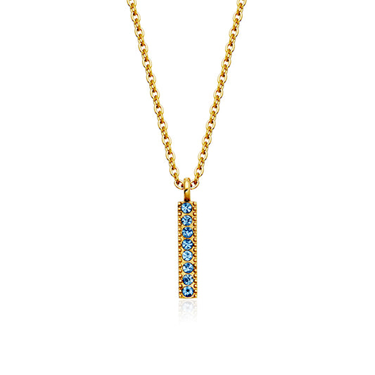 CJ Steelx Light Sapphire Birthstone Bar Necklace - December