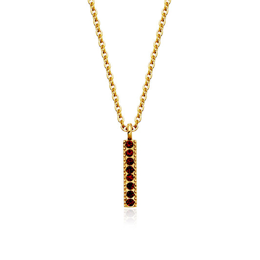 CJ Steelx Siam Crystal Birthstone Bar Necklace - January