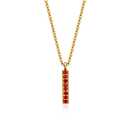 CJ Steelx Light Siam Crystal Birthstone Bar Necklace - July