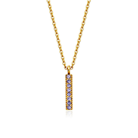 CJ Steelx Violet Crystal Birthstone Bar Necklace - June