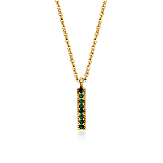 CJ Steelx Emerald Crystal Birthstone Bar Necklace - May