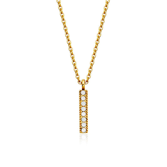 CJ Steelx Opal Crystal Birthstone Bar Necklace - October