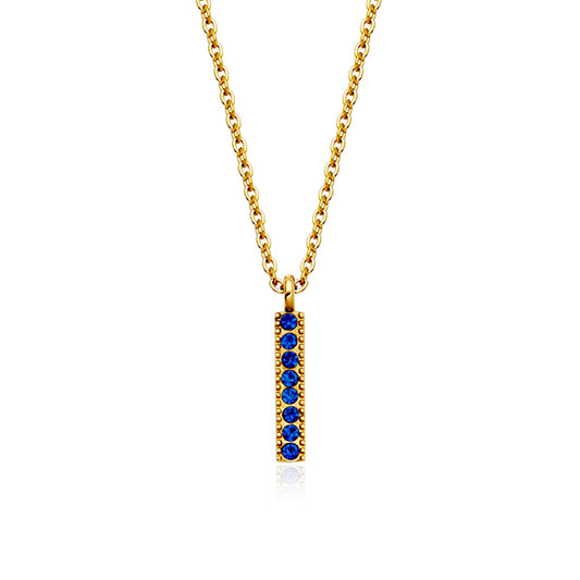 CJ Steelx Sapphire Crystal Birthstone Bar Necklace - September