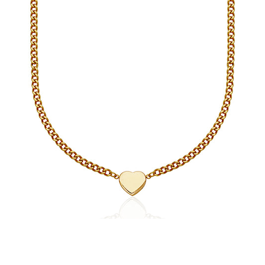 CJ Steelx 3.5 mm Curb Chain Puffy Heart Necklace - Gold