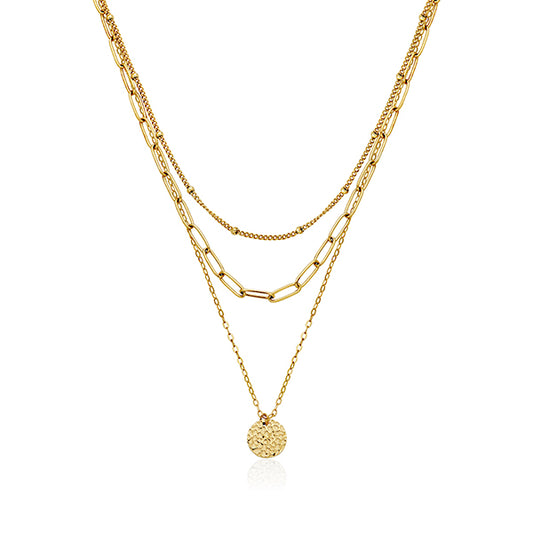 CJ Steelx 3-Layer Disc Necklace - Gold