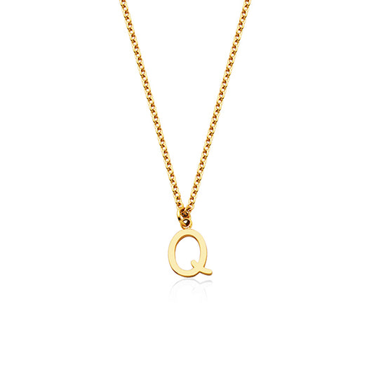 CJ Steelx Carded Letter "Q" Necklace - Gold