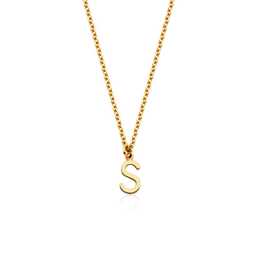CJ Steelx Carded Letter "S" Necklace - Gold