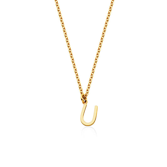CJ Steelx Carded Letter "U" Necklace - Gold