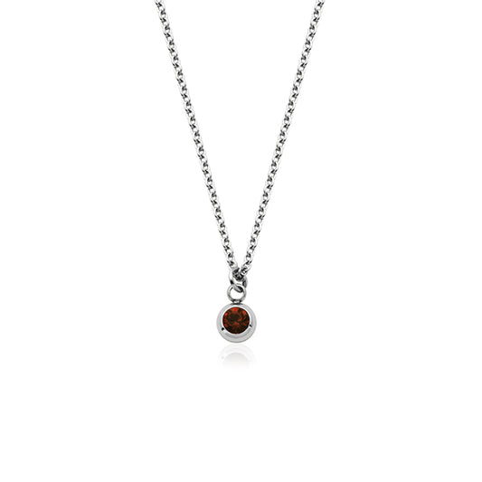 CJ Steelx Carded "January" Garnet Crystal Necklace - Silver