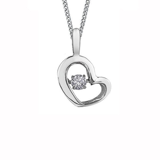 Diamond Solitaire Heart Pendant in 10K White Gold (0.05 CT.)