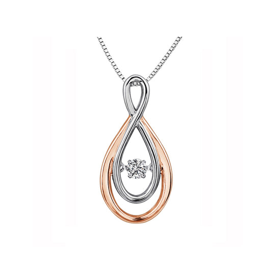 Layered Infinity Pendant in 10K Rose and White Gold with Diamond (0.10 CT.)