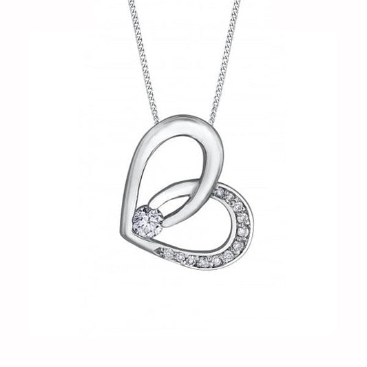 Canadian Diamonds Heart Pendant in 10K White Gold (0.102 CT TW)