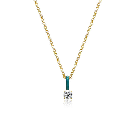 Cotton Candy Collection Round Diamondlite Cubic Zirconia with Enamel Pendant - Blue