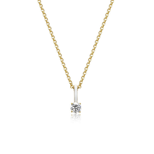 Cotton Candy Collection Round Diamondlite Cubic Zirconia with Enamel Pendant - White