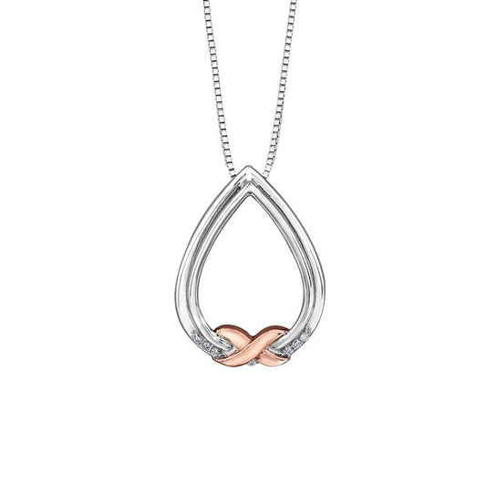 Diamond Teardrop Pendant in Two-Tone Gold (0.035 CT TW)