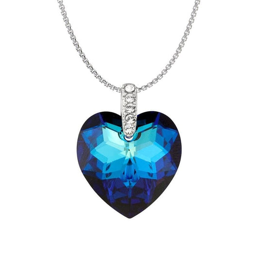 Swarovski Elements Crystal Heart Necklace - Bermuda Blue