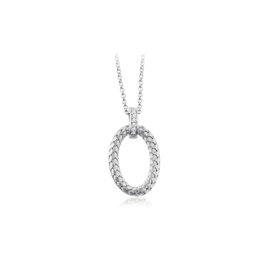 Charles Garnier Diamondlite "RAVELLO PD" Rhodium Woven Oval Pendant - Silver