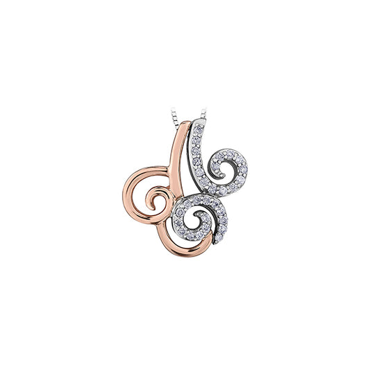 Diamond Pendant in 10K (0.15 CT. T.W.) - Silver and Rose