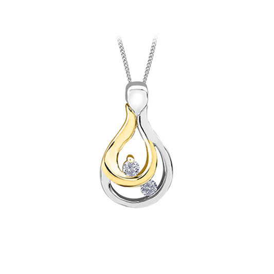 Diamond Pendant in 10K Gold (0.05 CT. T.W.) - Silver and Gold