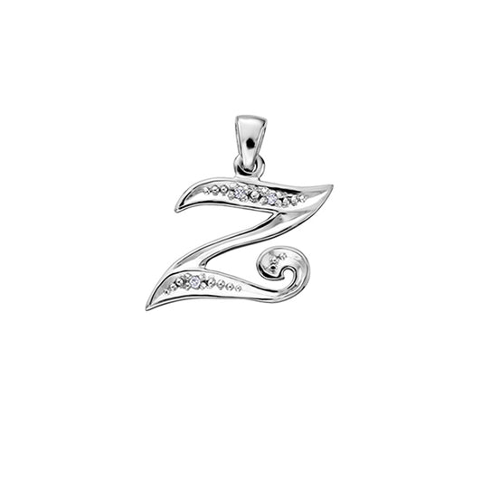 Diamond Initial "Z" Pendant in 10K (0.015 CT. T.W.) - Silver