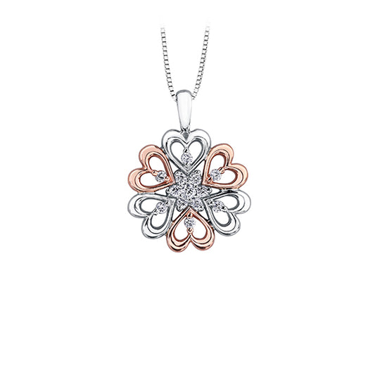 Diamond Pendant in 10K (0.025 and 0.12 CT. T.W.) - Silver and Rose