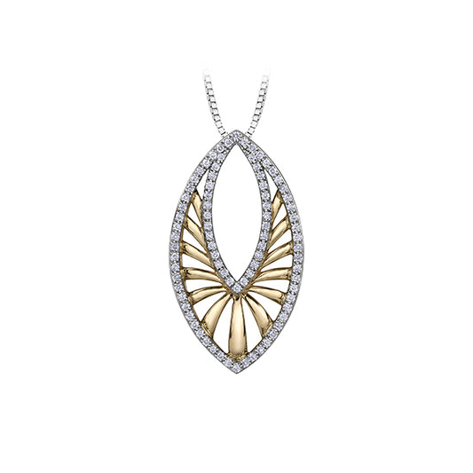 Diamond Oval Pendant in 10K (0.25 CT. T.W.) - Silver and Gold