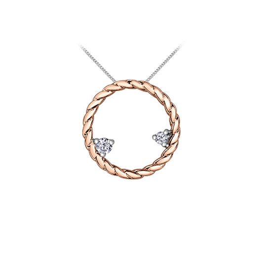 Diamond Pendant in 10K (0.05 and 0.025 CT. T.W.) - Silver and Rose