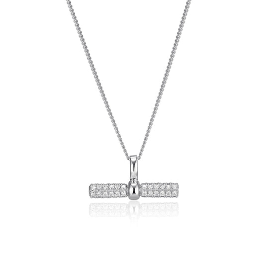 Diamondlite Cubic Zirconia Pave T-bar Pendant - Silver