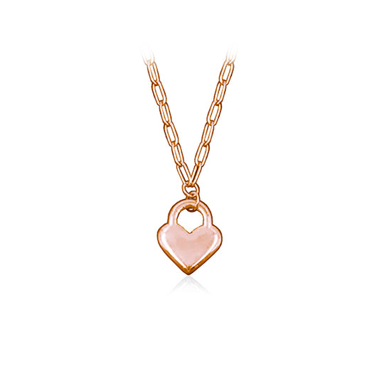 CJ Steelx Lock Heart Pendant - Rose Gold