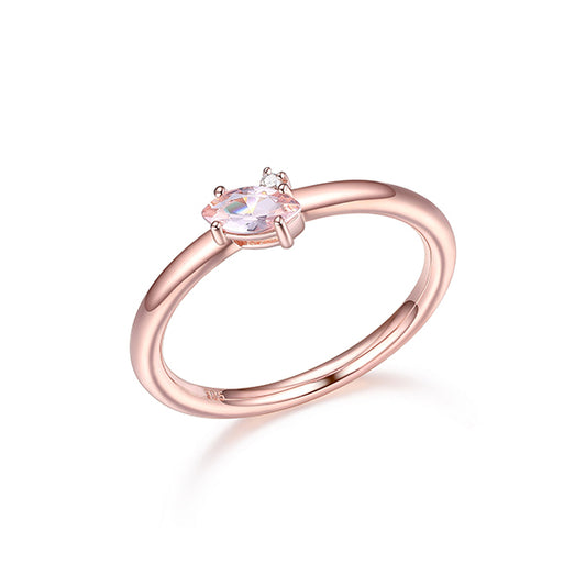 Diamondlite Cubic Zirconia and Simulated Morganite 6x3mm Marquise Ring - Rose - Size 7