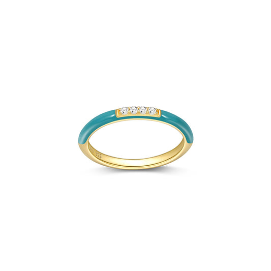 Cotton Candy Collection Diamondlite Cubic Zirconia Enamel Stackable Ring - Blue - Size 7