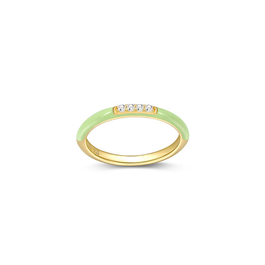 Cotton Candy Collection Diamondlite Cubic Zirconia Enamel Stackable Ring - Green - Size 7