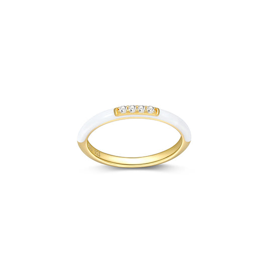 Cotton Candy Collection Diamondlite Cubic Zirconia Enamel Stackable Ring - White - Size 7
