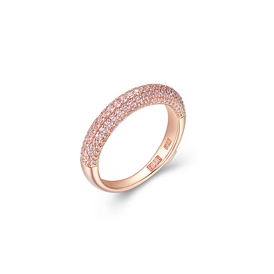 ELLE "Stardust" 5-Row Clear Cubic Zirconia Half Eternity Ring - Rose Gold - Size 7