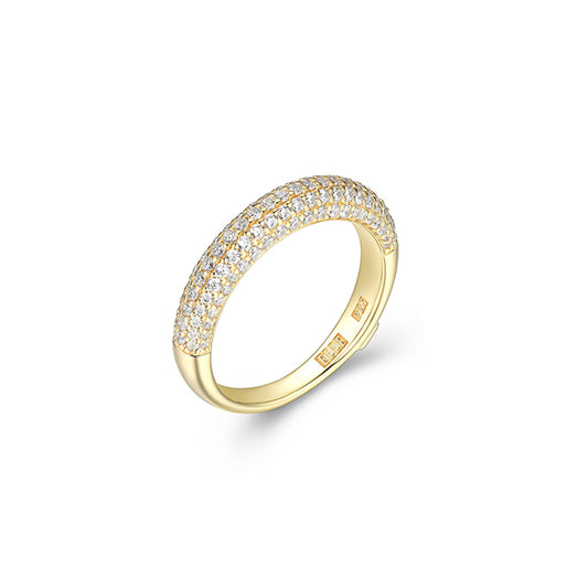 ELLE "Stardust" 5-Row Clear Cubic Zirconia Half Eternity Ring - Gold - Size 8